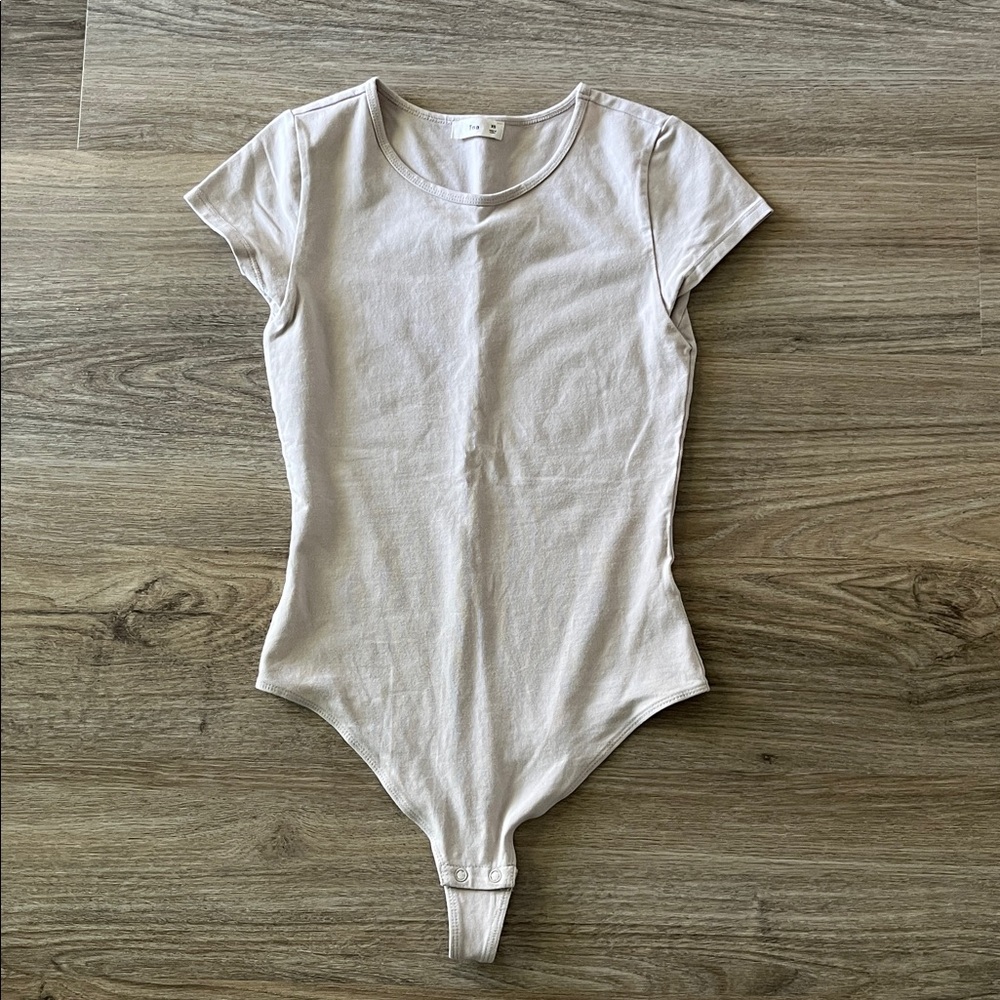 Like News TNA Cotton Short Sleeves Thong Bodysuit Tan XS